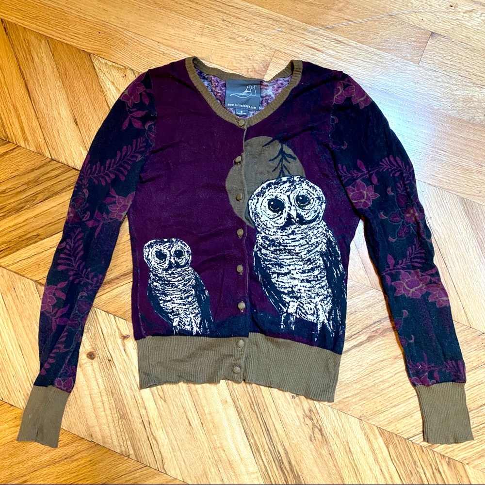 Knitted Dove Owl Sweater Cardigan